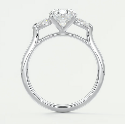 Custom made aveline oval cathedral three-stone engagement ring | diamond lab