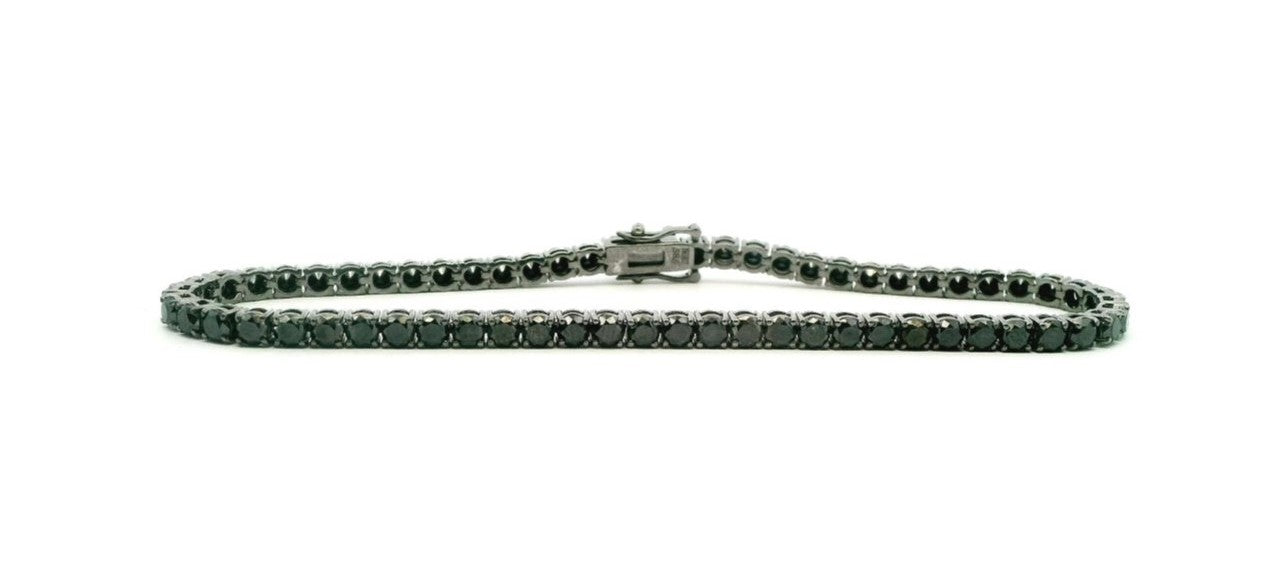 Custom made black lab diamond tennis bracelet