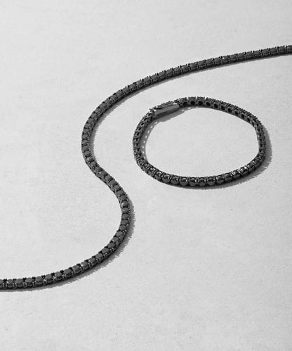 Custom made black lab diamond tennis bracelet