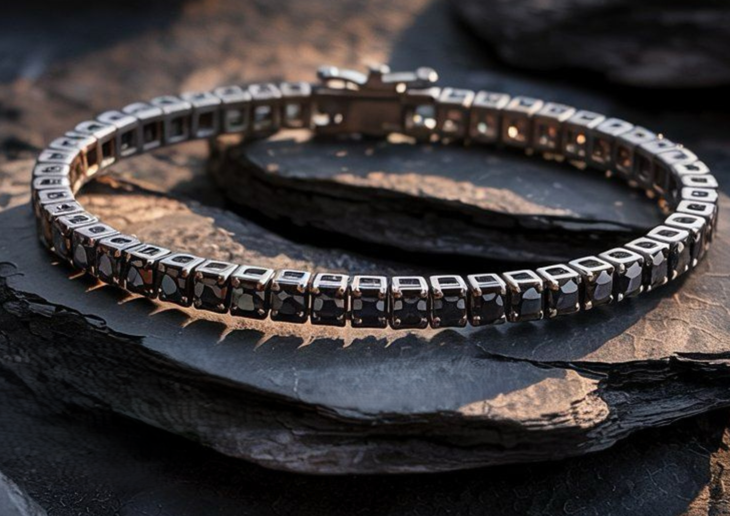 Custom made black lab diamond tennis bracelet