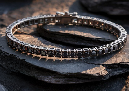 Custom made black lab diamond tennis bracelet