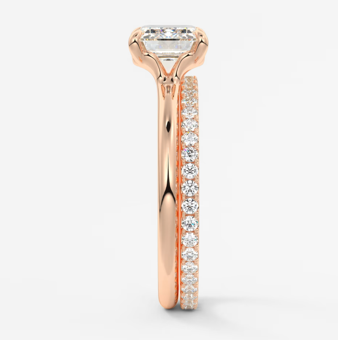 Custom made east-west emerald solitaire engagement ring | lab diamond or moissanite –