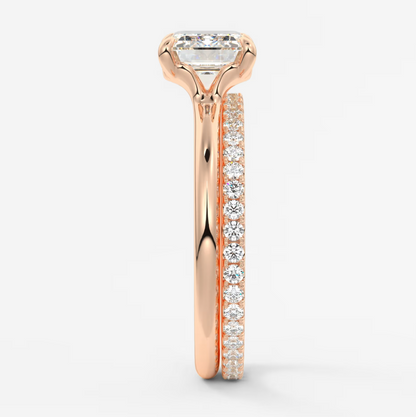 Custom made east-west emerald solitaire engagement ring | lab diamond or moissanite –