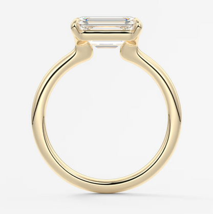 Custom made east-west emerald solitaire engagement ring | lab diamond or moissanite –