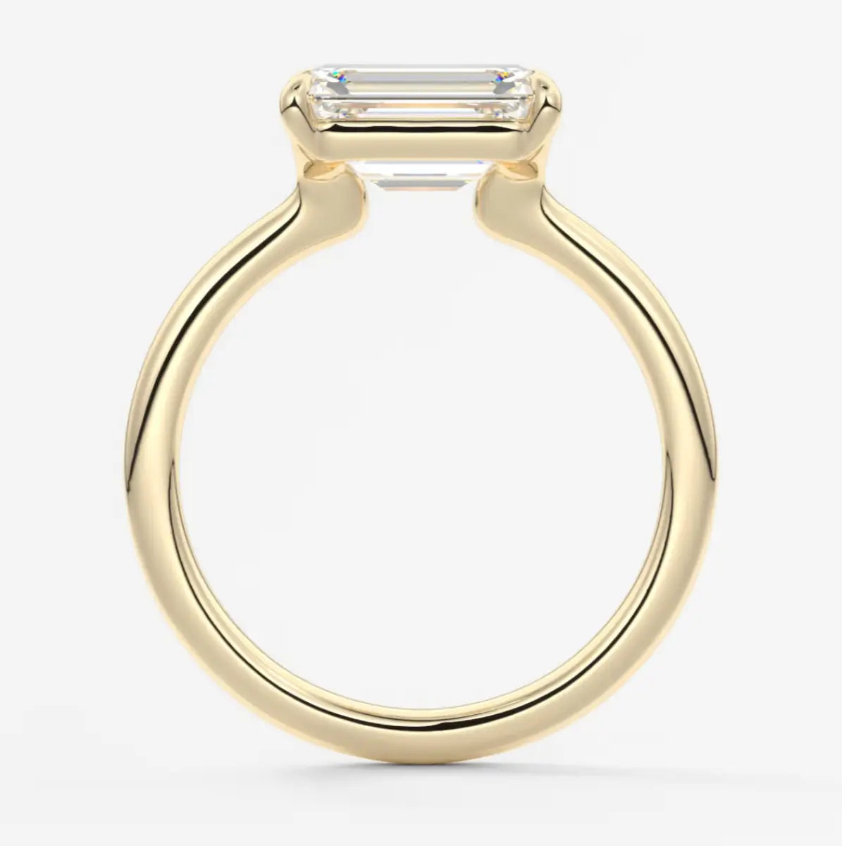 Custom made east-west emerald solitaire engagement ring | lab diamond or moissanite –