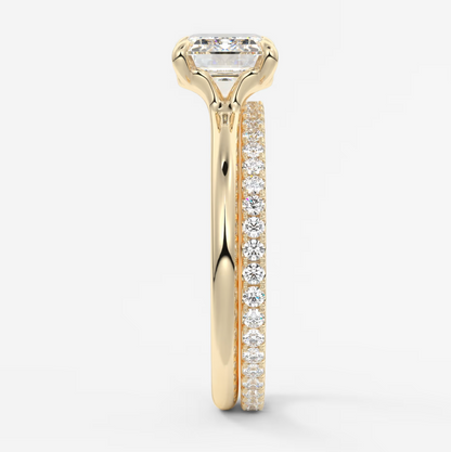 Custom made east-west emerald solitaire engagement ring | lab diamond or moissanite –