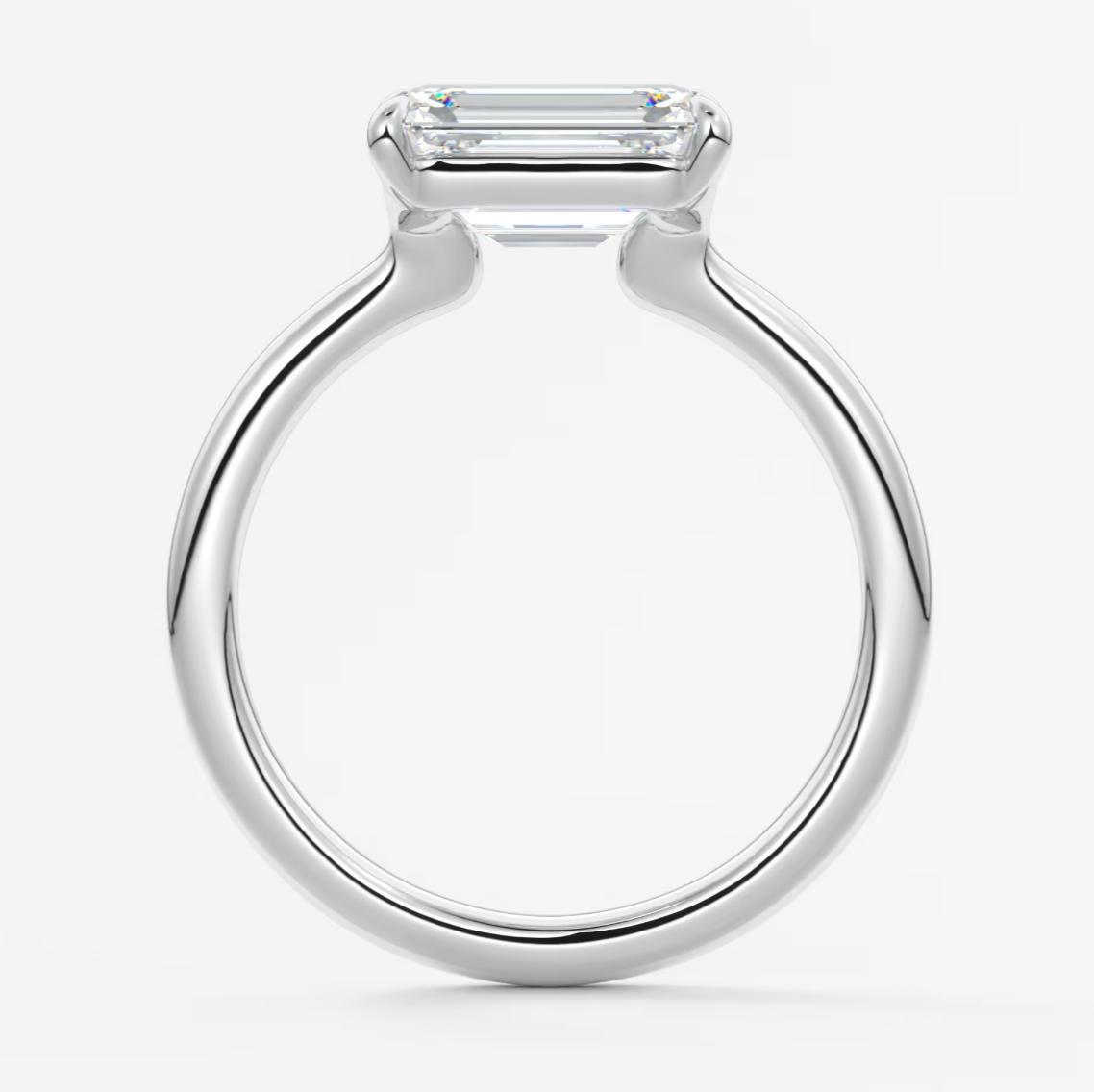 Custom made east-west emerald solitaire engagement ring | lab diamond or moissanite –