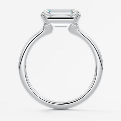 Custom made east-west emerald solitaire engagement ring | lab diamond or moissanite –