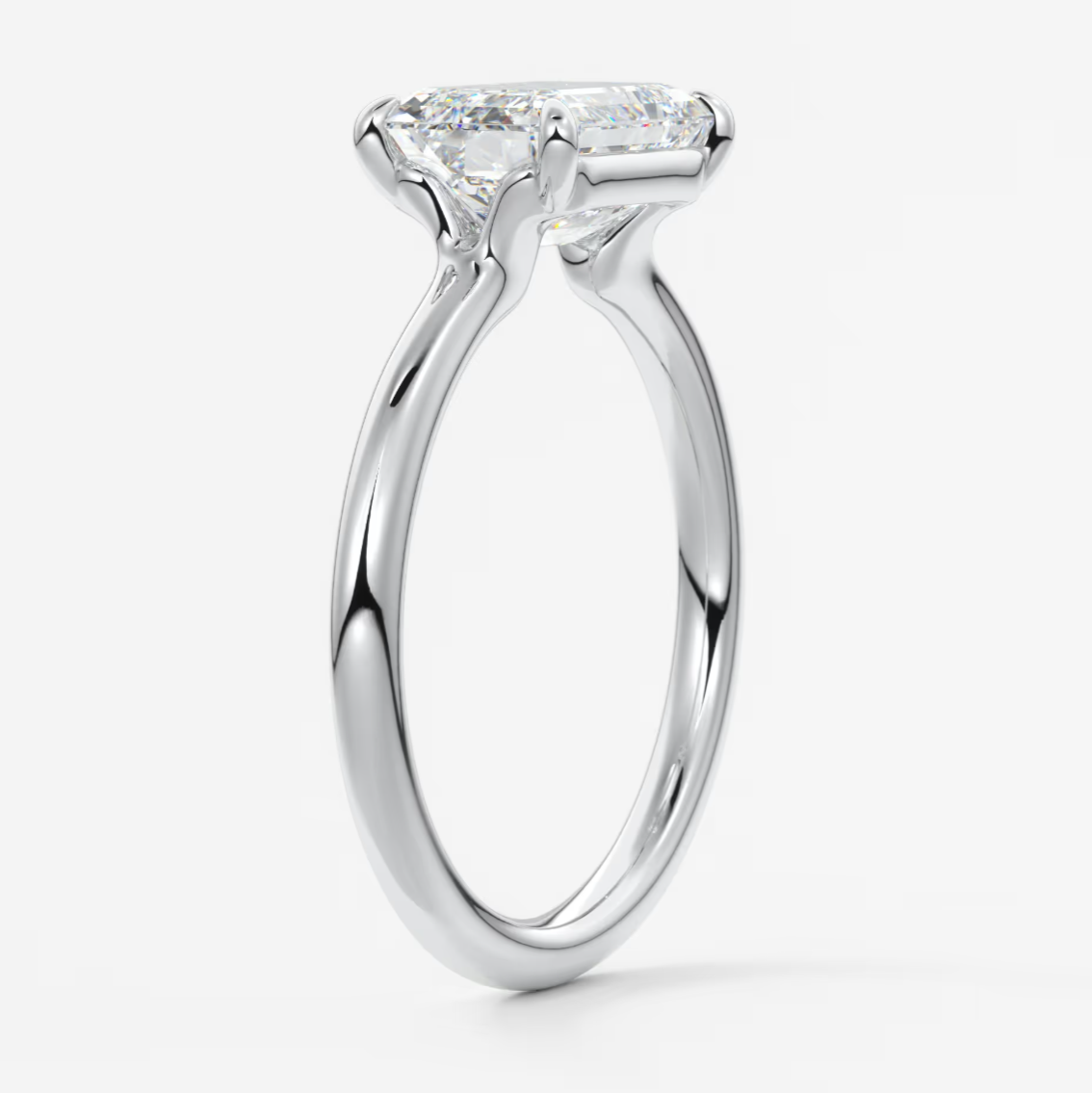 Custom made east-west emerald solitaire engagement ring | lab diamond or moissanite –