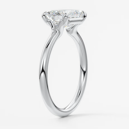 Custom made east-west emerald solitaire engagement ring | lab diamond or moissanite –