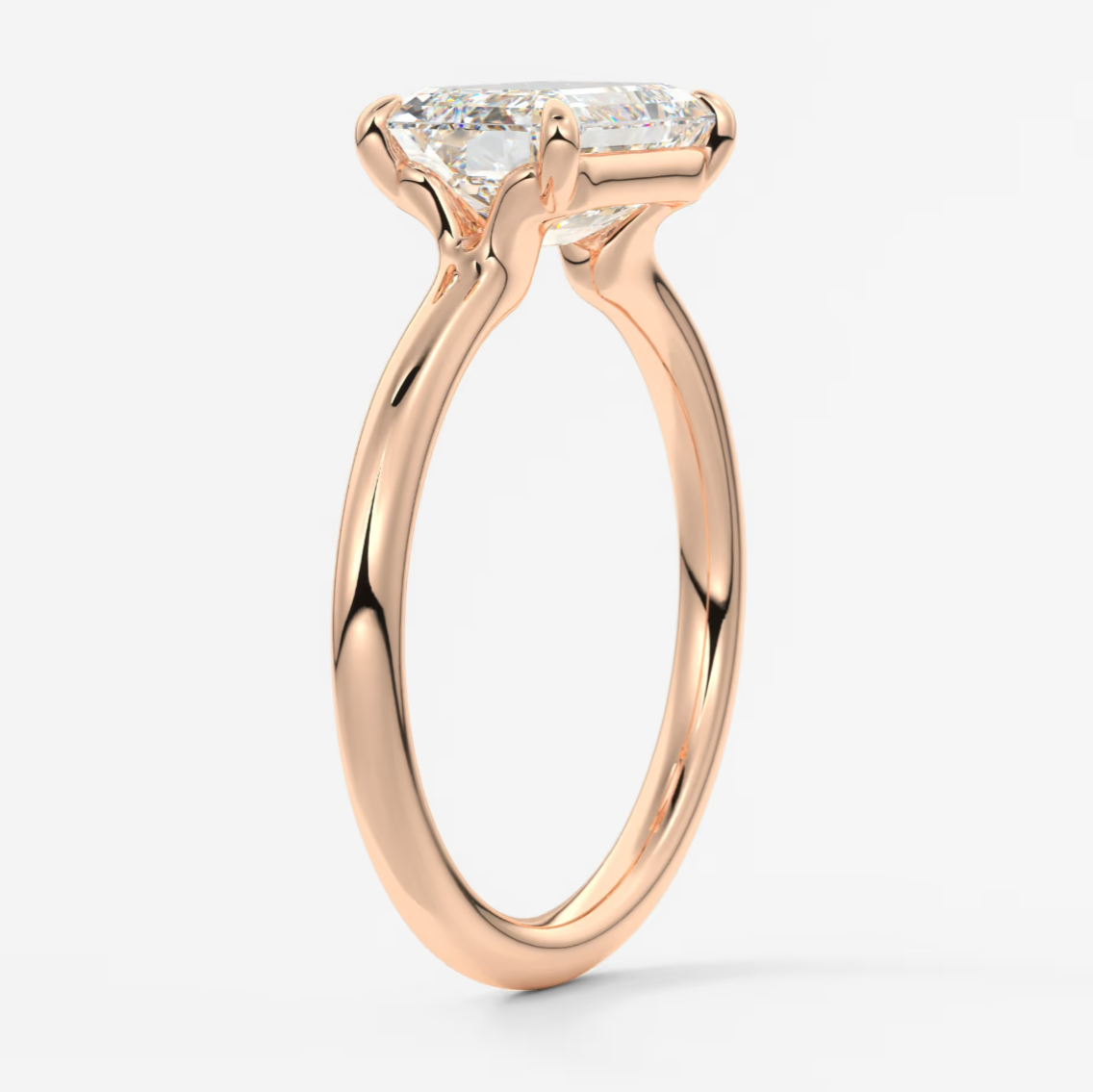 Custom made east-west emerald solitaire engagement ring | lab diamond or moissanite –