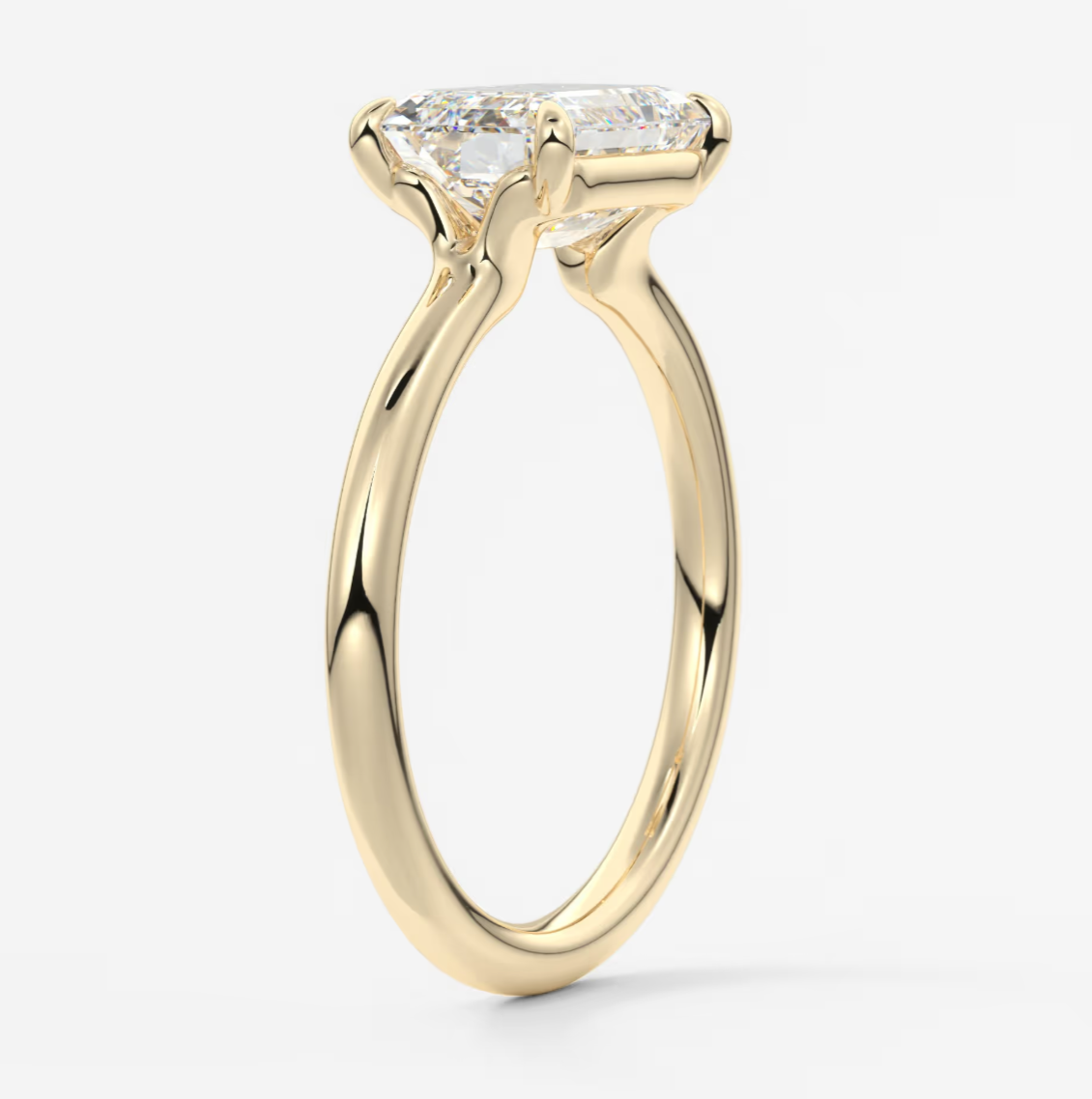 Custom made east-west emerald solitaire engagement ring | lab diamond or moissanite –