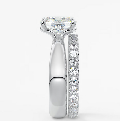 Custom made tapered elongated cushion solitaire ring | diamond lab australia