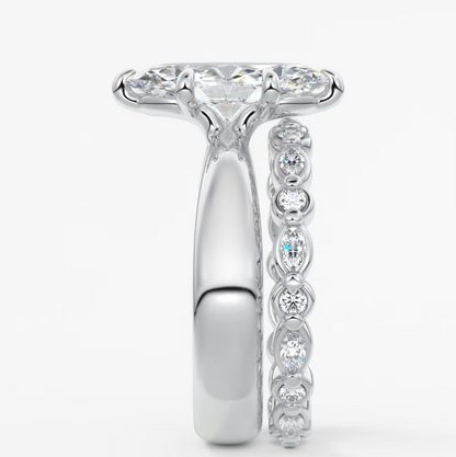 Custom made marquise solitaire engagement ring – sculpted tapered band | diamond lab