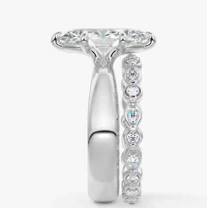 Custom made marquise solitaire engagement ring – sculpted tapered band | diamond lab