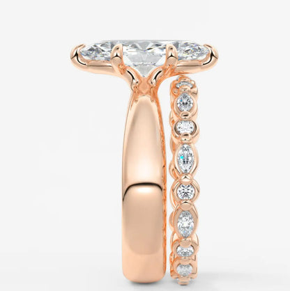 Custom made marquise solitaire engagement ring – sculpted tapered band | diamond lab