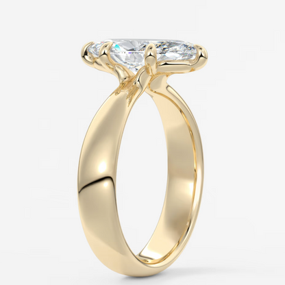 Custom made marquise solitaire engagement ring – sculpted tapered band | diamond lab
