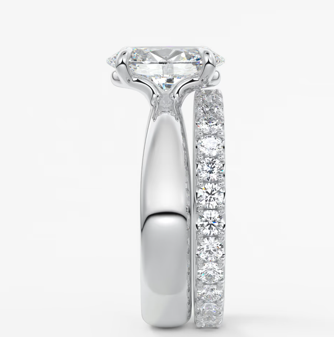 Custom made tapered oval solitaire engagement ring | lab diamond or moissanite