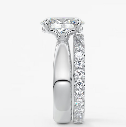 Custom made tapered oval solitaire engagement ring | lab diamond or moissanite