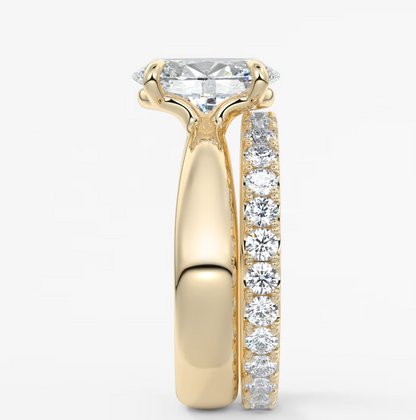 Custom made tapered oval solitaire engagement ring | lab diamond or moissanite