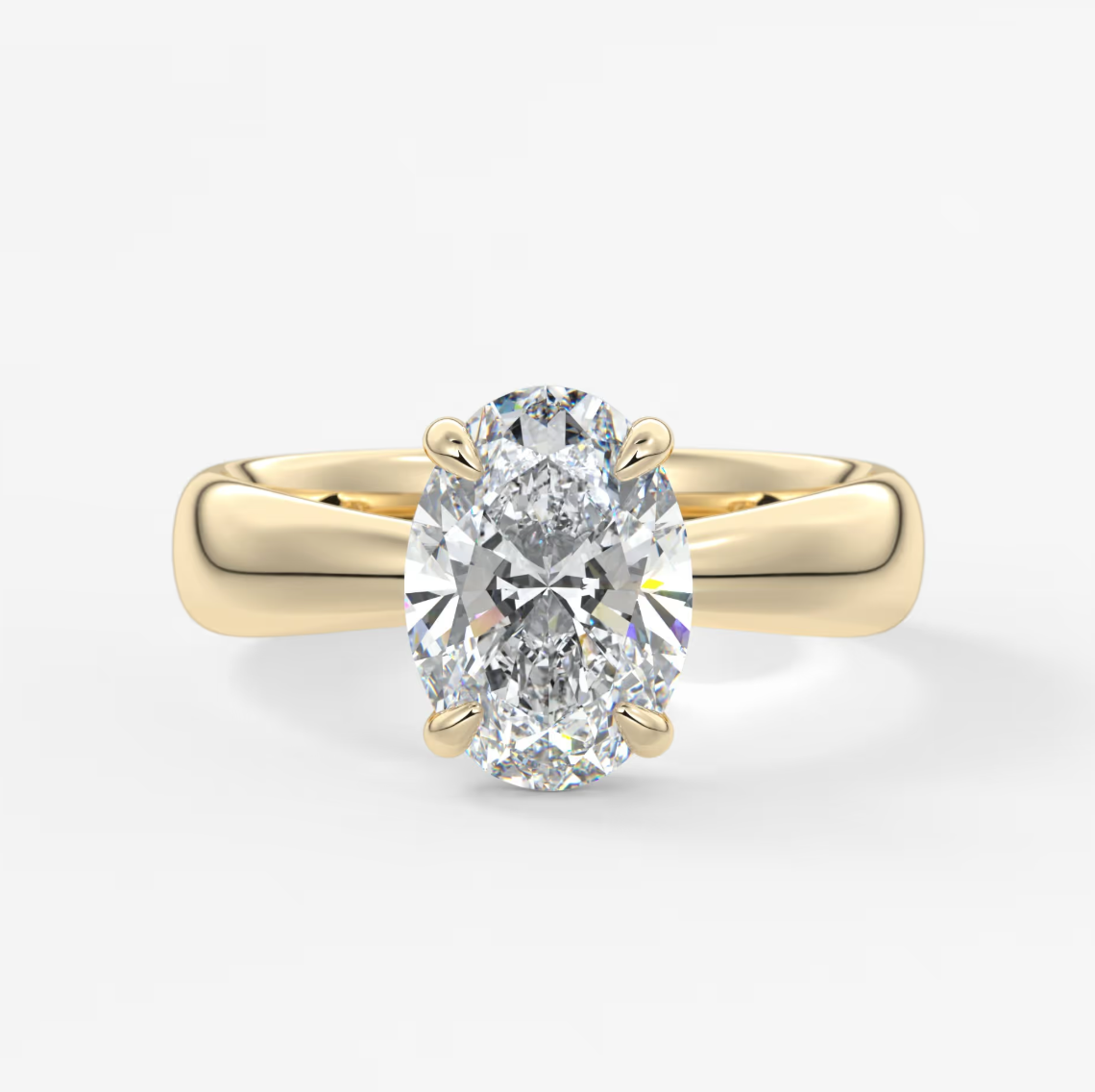 Custom made tapered oval solitaire engagement ring | lab diamond or moissanite