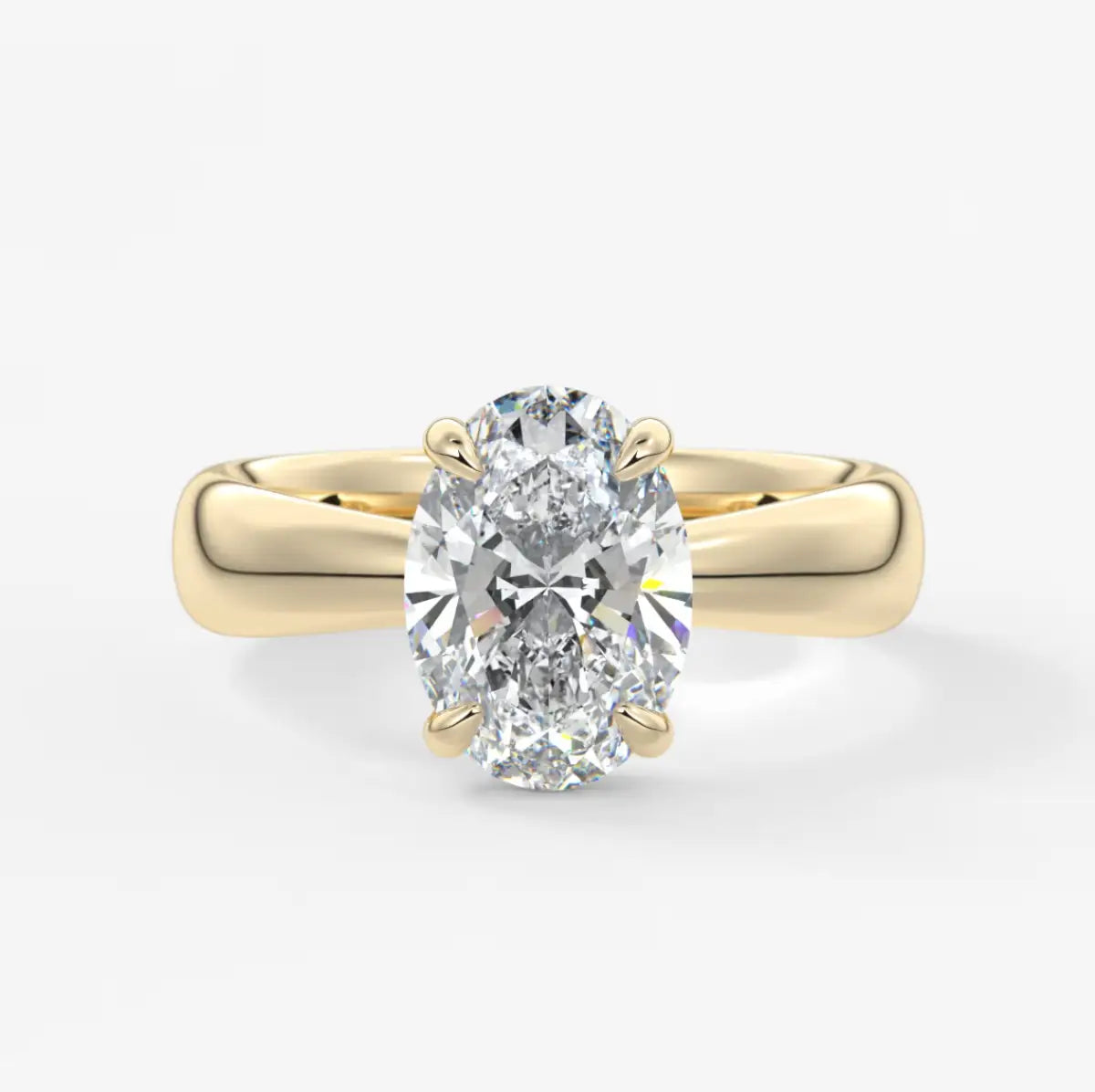 Custom made tapered oval solitaire engagement ring | lab diamond or moissanite