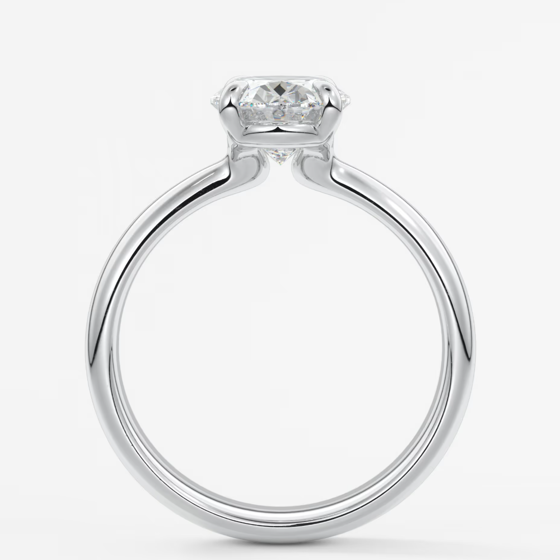 Custom made tapered oval solitaire engagement ring | lab diamond or moissanite