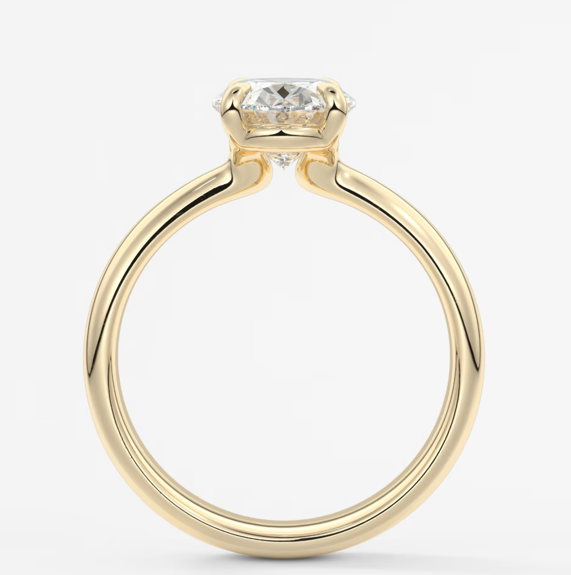 Custom made tapered oval solitaire engagement ring | lab diamond or moissanite