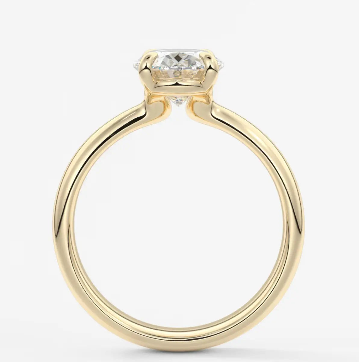 Custom made tapered oval solitaire engagement ring | lab diamond or moissanite