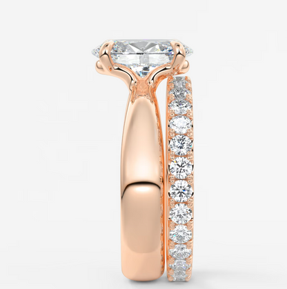 Custom made tapered oval solitaire engagement ring | lab diamond or moissanite