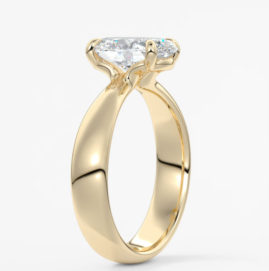 Custom made tapered oval solitaire engagement ring | lab diamond or moissanite