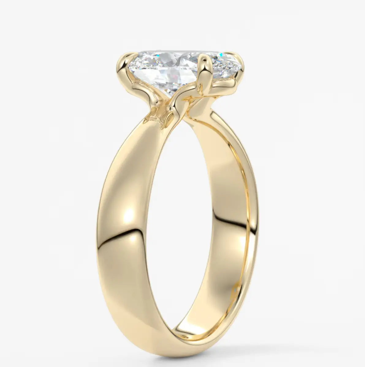 Custom made tapered oval solitaire engagement ring | lab diamond or moissanite