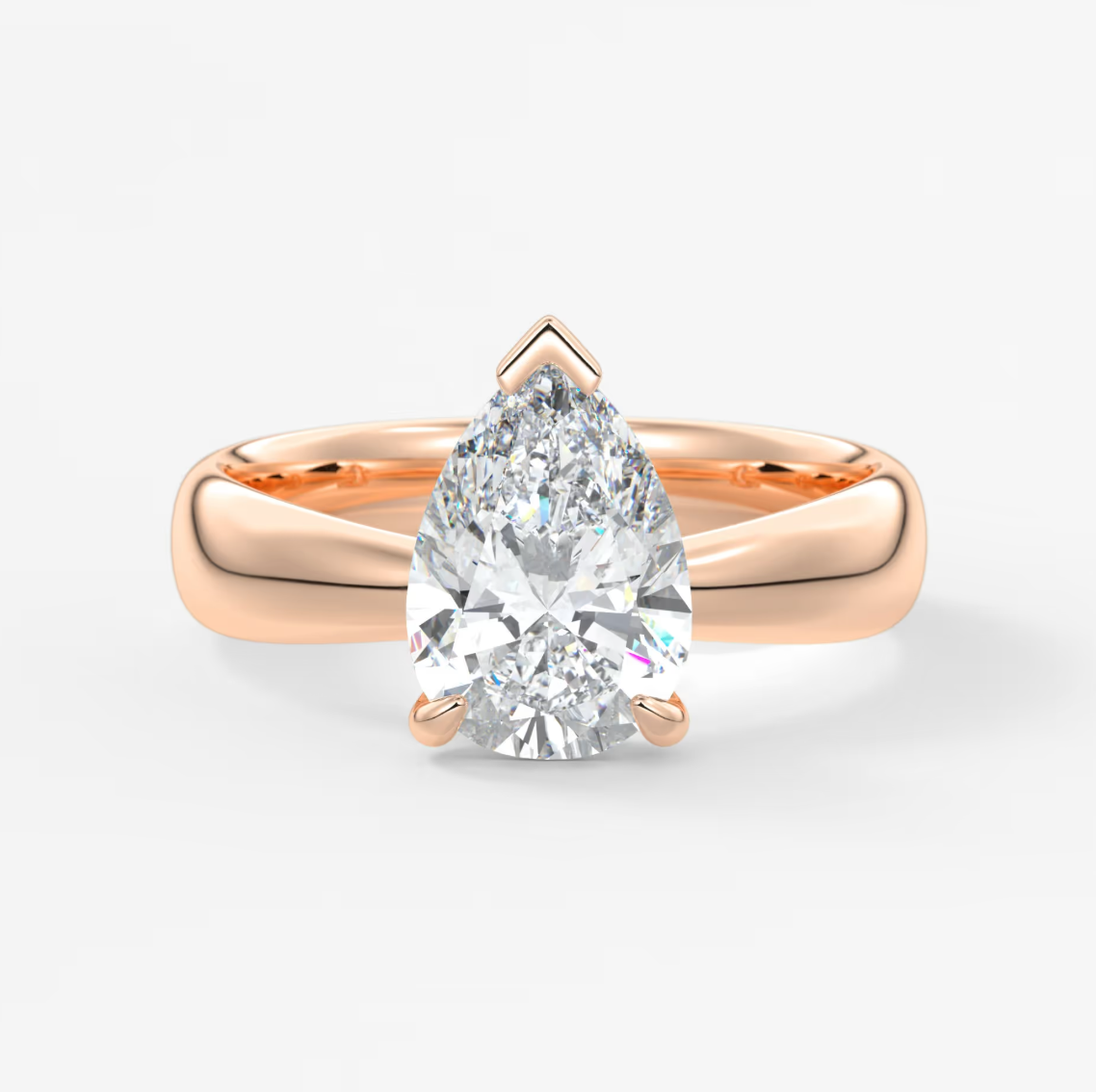 Custom made pear solitaire engagement ring – tapered band modern design | diamond lab