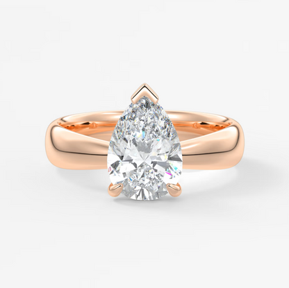Custom made pear solitaire engagement ring – tapered band modern design | diamond lab