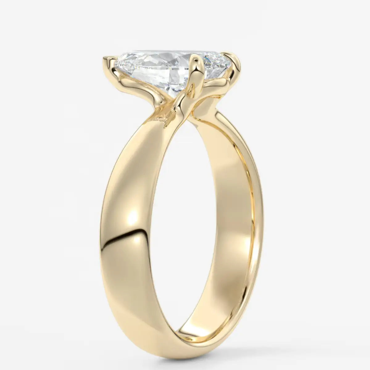 Custom made pear solitaire engagement ring – tapered band modern design | diamond lab
