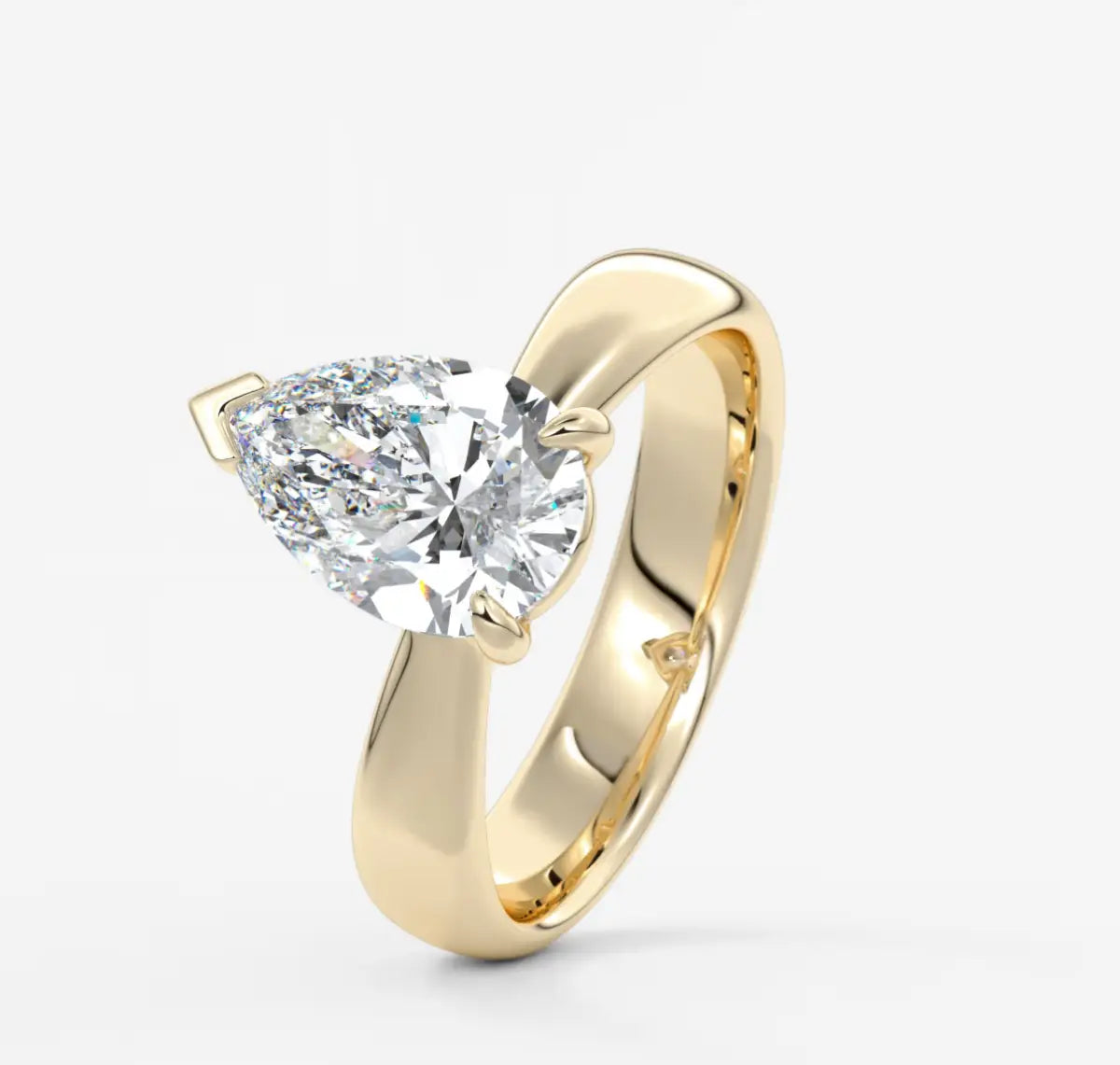 Custom made pear solitaire engagement ring – tapered band modern design | diamond lab