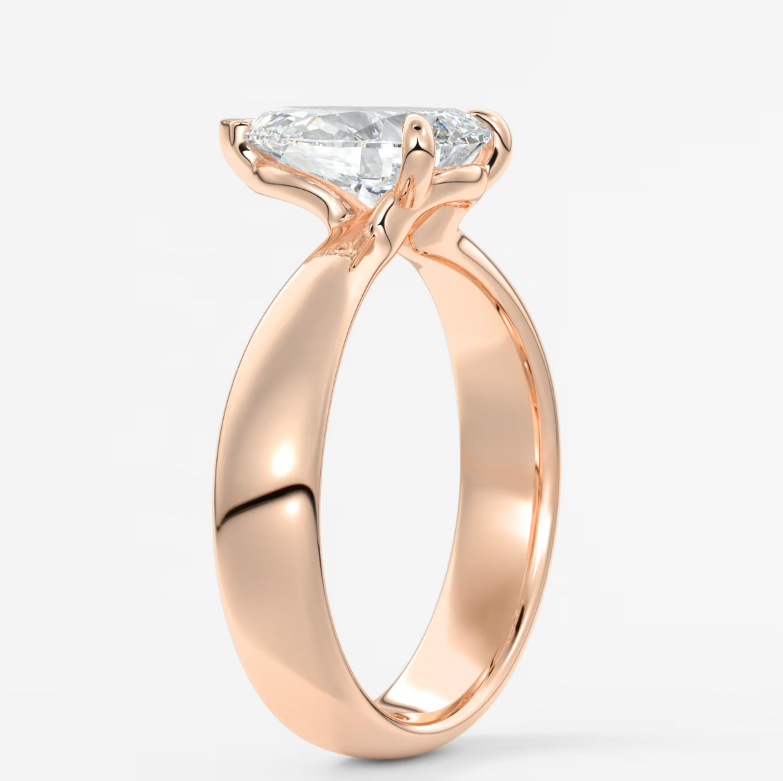 Custom made pear solitaire engagement ring – tapered band modern design | diamond lab