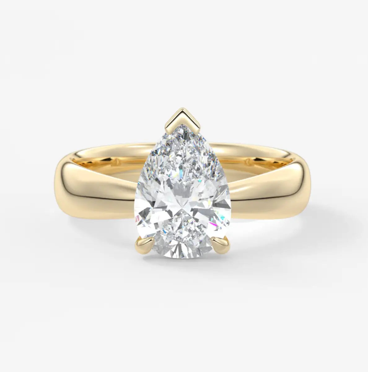 Custom made pear solitaire engagement ring – tapered band modern design | diamond lab