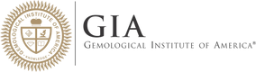 Logo of the Gemological Institute of America with a gold emblem on a white background