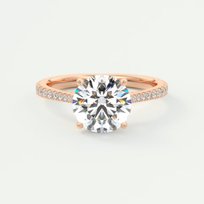 Custom made juliette round hidden halo cathedral engagement ring | diamond lab
