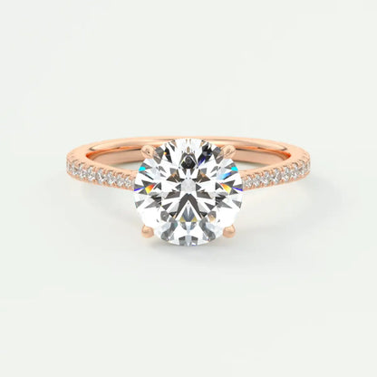 Custom made juliette round hidden halo cathedral engagement ring | diamond lab