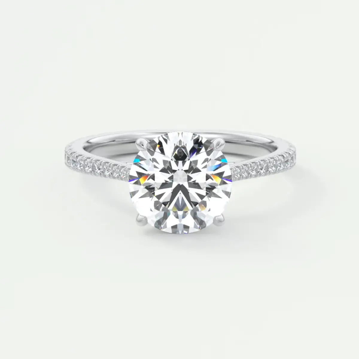 Custom made juliette round hidden halo cathedral engagement ring | diamond lab