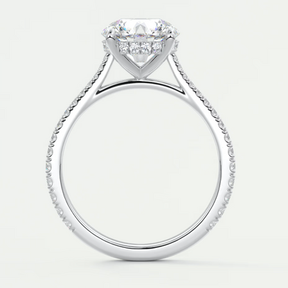 Custom made juliette round hidden halo cathedral engagement ring | diamond lab