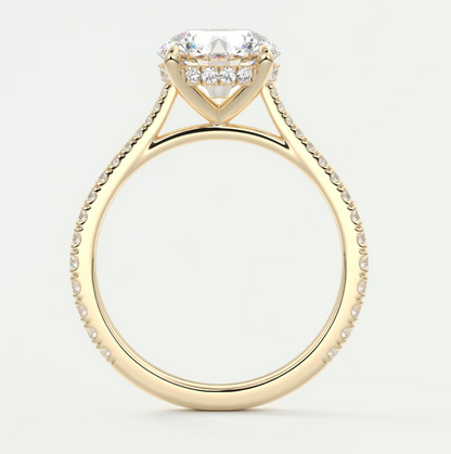 Custom made juliette round hidden halo cathedral engagement ring | diamond lab