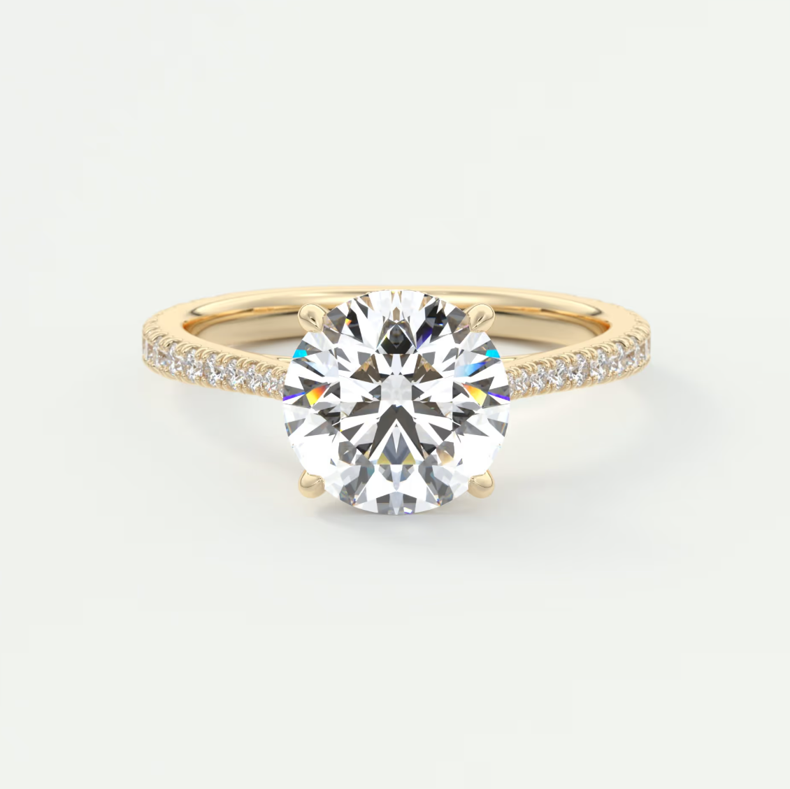 Custom made juliette round hidden halo cathedral engagement ring | diamond lab