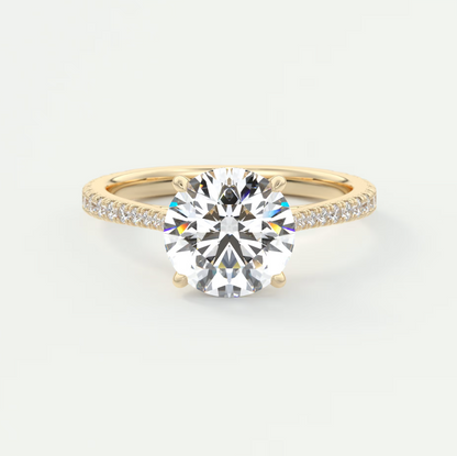 Custom made juliette round hidden halo cathedral engagement ring | diamond lab