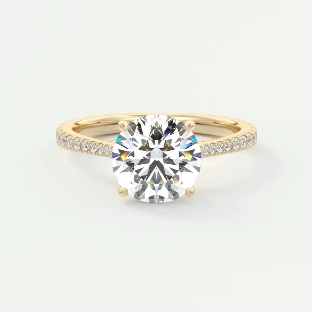 Custom made juliette round hidden halo cathedral engagement ring | diamond lab