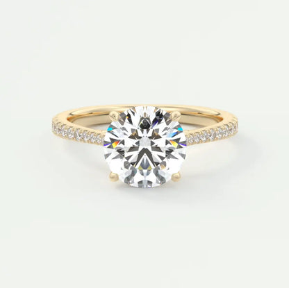 Custom made juliette round hidden halo cathedral engagement ring | diamond lab