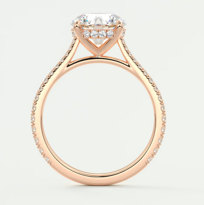Custom made juliette round hidden halo cathedral engagement ring | diamond lab