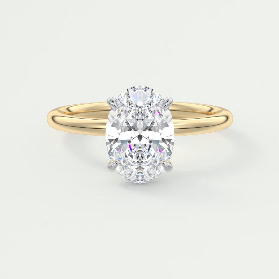 Luna Two-Tone Solitaire Ring – Lab Diamond or Moissanite